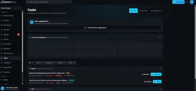 Fynvro OS production screen
