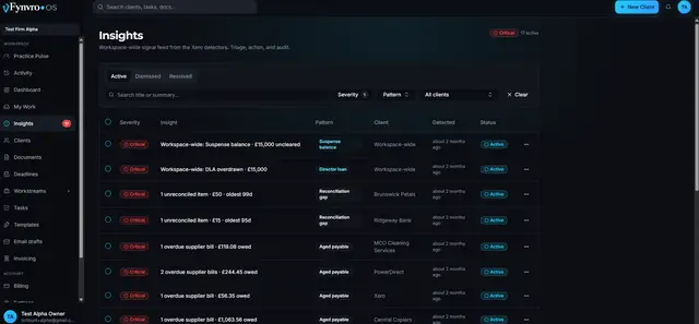 Fynvro OS production screen
