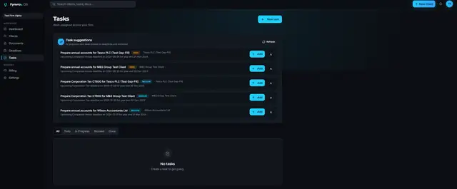 Fynvro OS production screen
